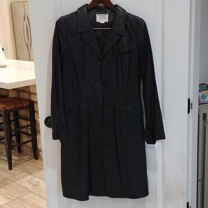 Madonna by Madonna. Vintage Black long length Leather Jacket. Size 10.